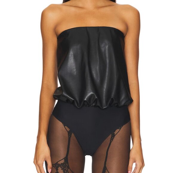 Wolford Tops - Wolford Revolve Faux Leather BodySuit Size XS Tube Top Grunge Festival Alt club